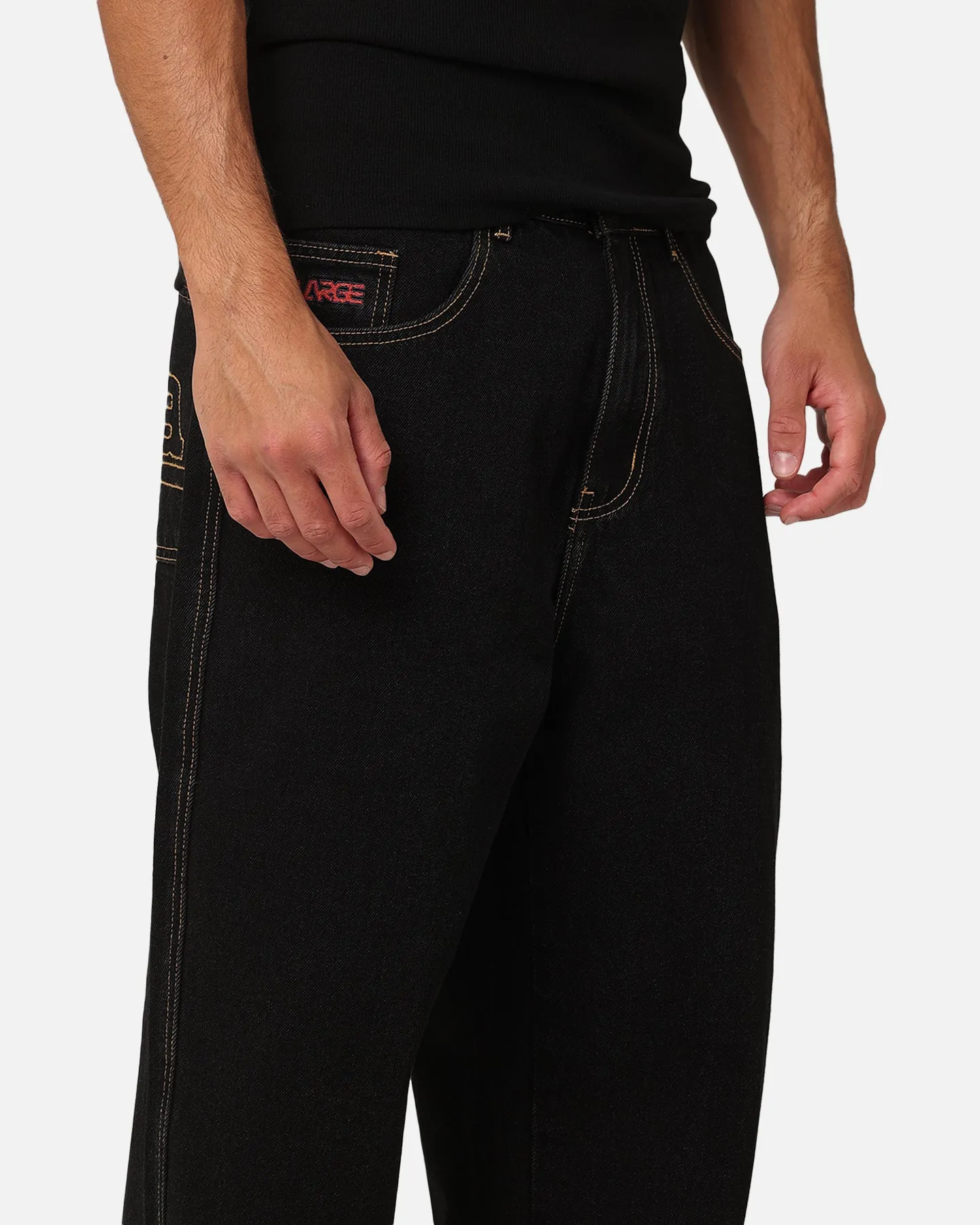 X-Large EMB Pocket Bull Denim Pant Black