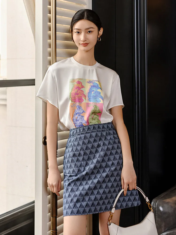 YAYING Minimalist Print Skirt