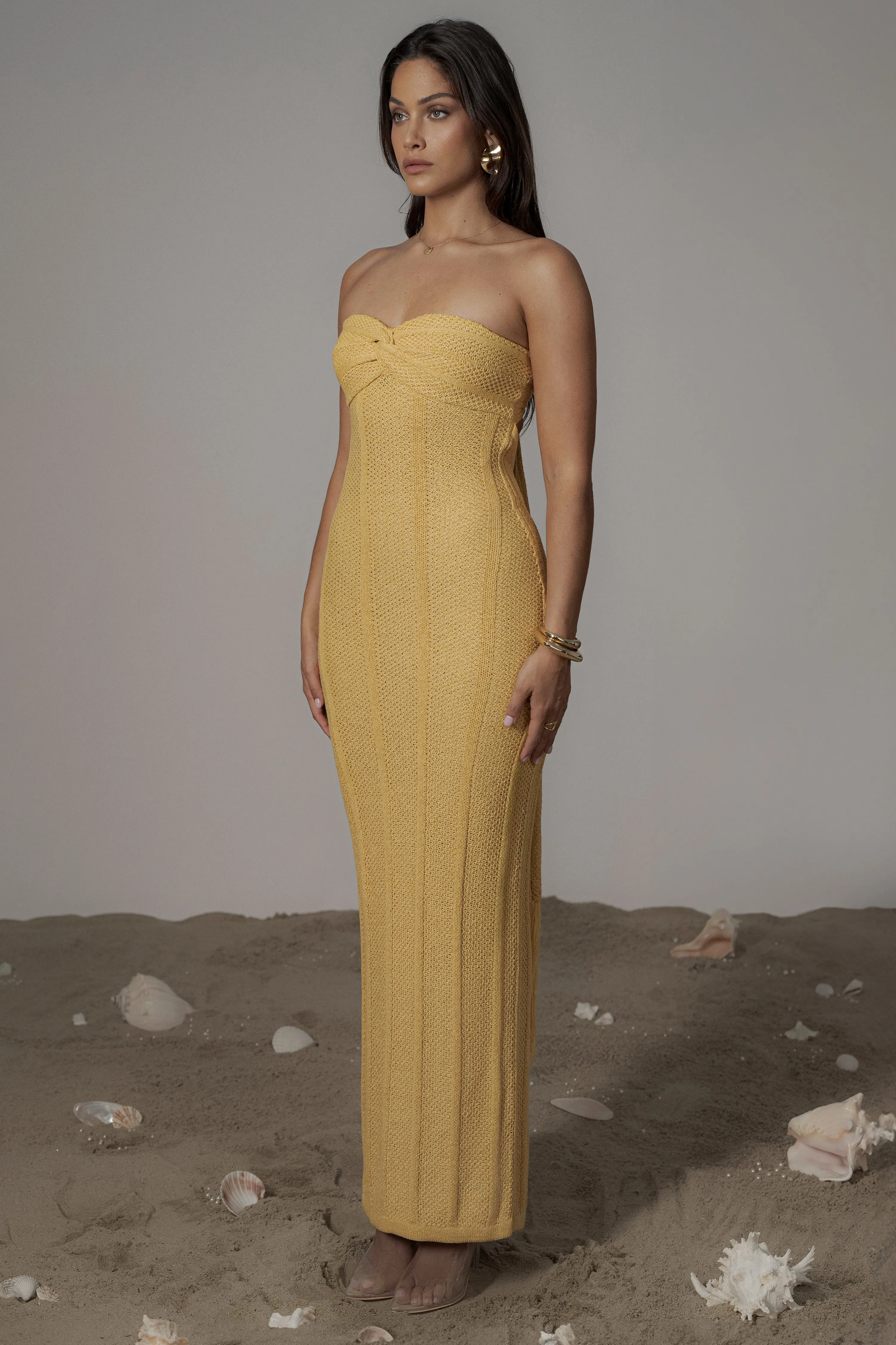 Yellow Blanca Strapless Maxi Dress