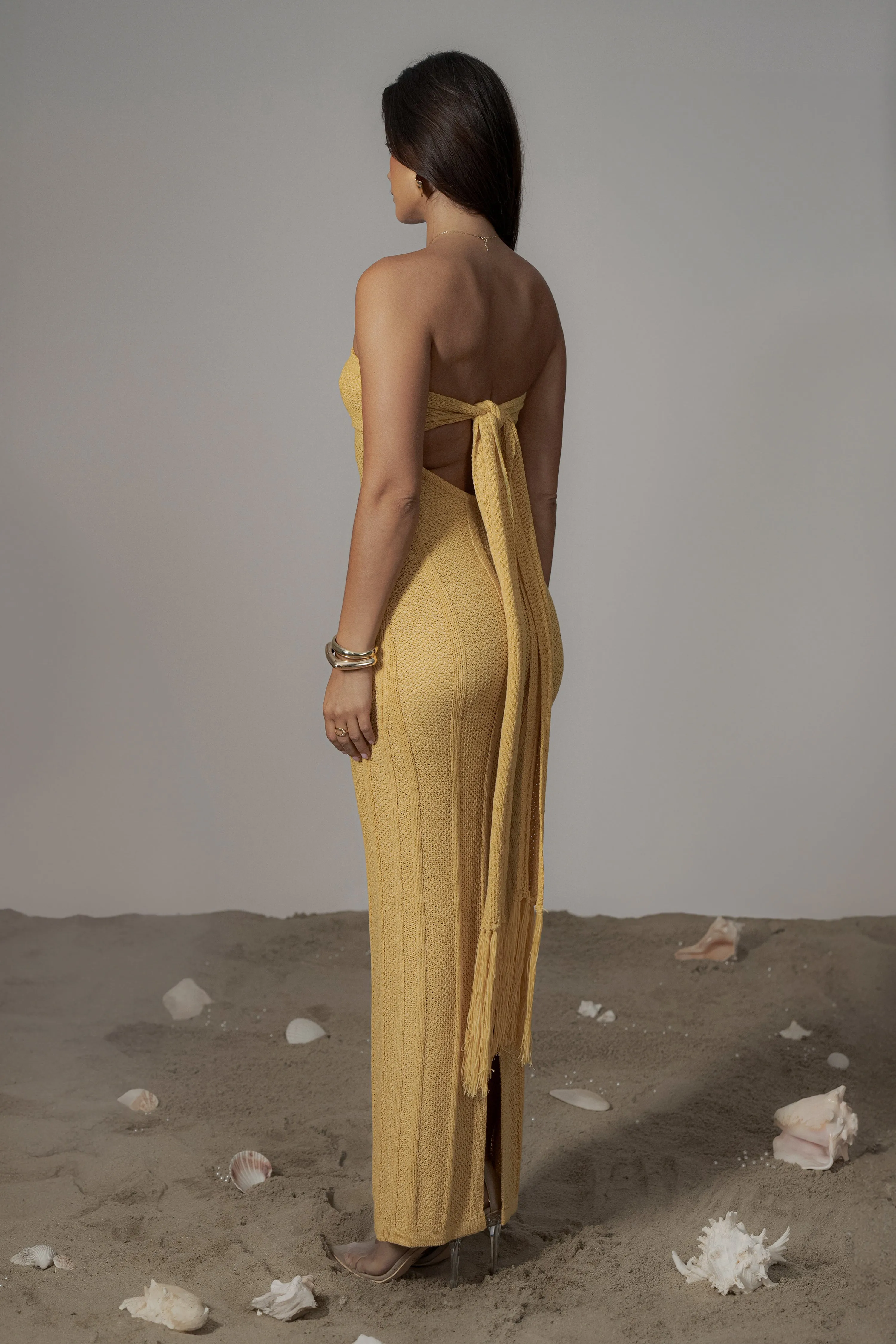 Yellow Blanca Strapless Maxi Dress