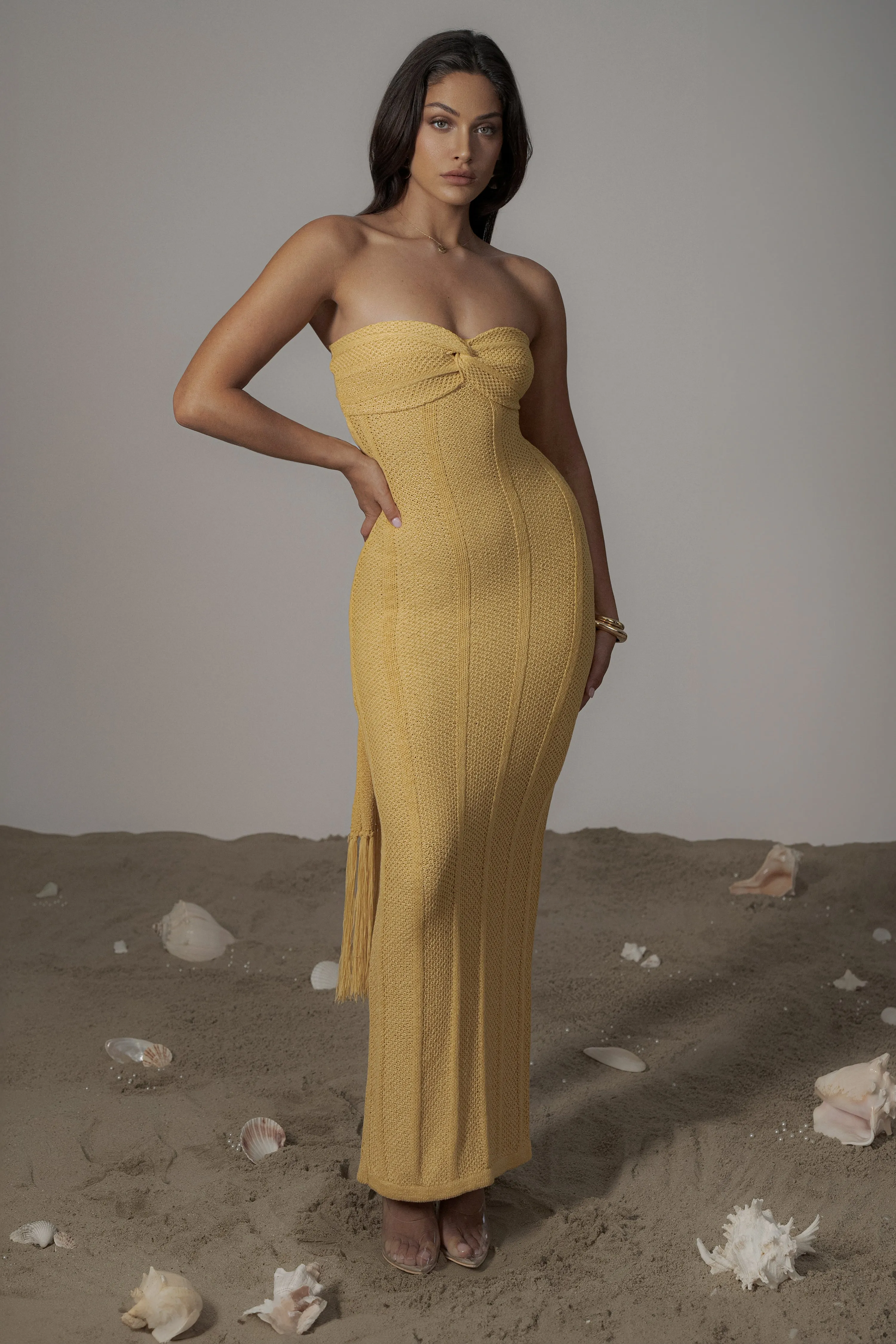 Yellow Blanca Strapless Maxi Dress