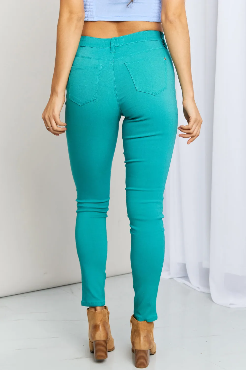 YMI Jeanswear Kate Hyper-Stretch Full Size Mid-Rise Skinny Jeans in Sea Green