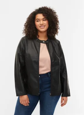 Zizzi Faux Leather Jacket in Black